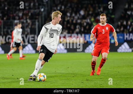 Wolfsburg, Germany, March 20, 2019: German footballer Julian Brandt during the international soccer game Germany vs Serbia Stock Photo