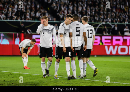 Wolfsburg, Germany, March 20, 2019: some German national players during an international friendly soccer game at Volkswagen Arena. Stock Photo