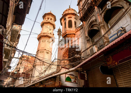 The Mosque of Mahabat Khan is one of the gems hidden in the Peshawar  city. Stock Photo