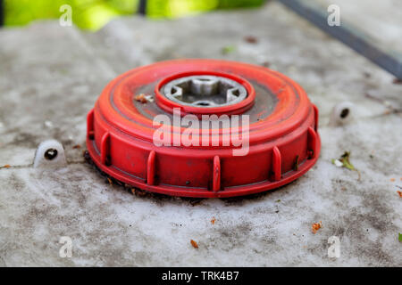 a dirty old red cap Stock Photo