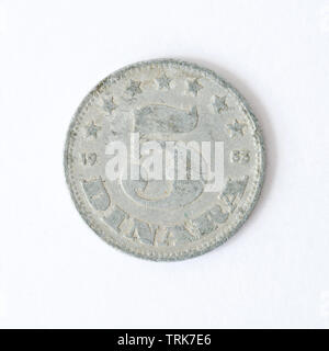 Yugoslavia 5 Dinara Coin - 1953 Stock Photo