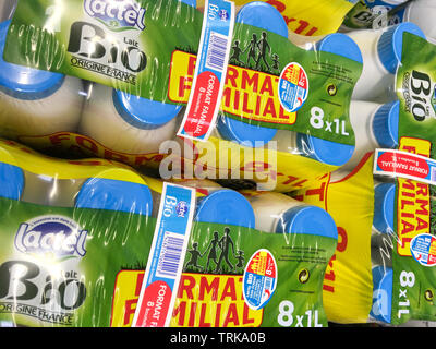 Organic milk bottles, France Organic milk bottles, France