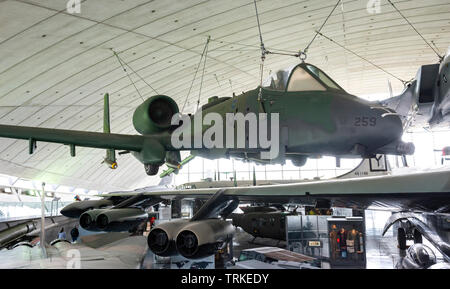 Fairchild Republic A-10 Thunderbolt air support and ground attack aircraft at IWM Duxford, Cambridgeshire, UK Stock Photo