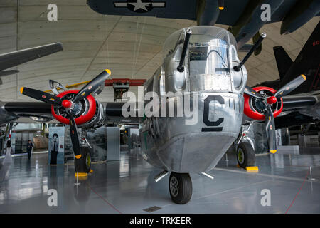 World War Two Consolidated B24 Liberator heavy bomber at the Imperial War Museum, Duxford, Cambridgeshire, UK Stock Photo