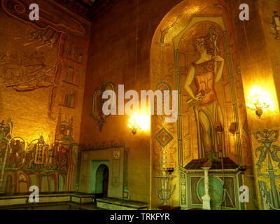 Stunning Greek Goddess Gilded Mosaics in the Golden Hall of Stockholm City Hall, Sweden, Scandinavia Stock Photo