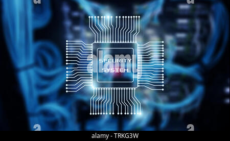 Security System Business Technology Concept. Inscription on the background of the processor and server room Stock Photo