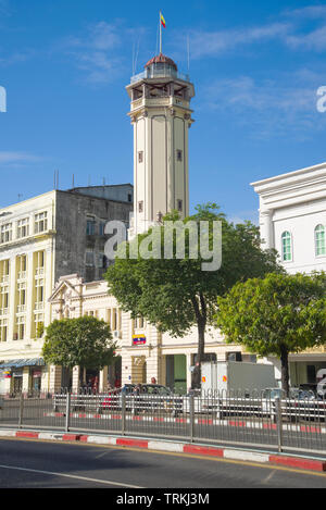 YANGON, MYANMAR - DECEMBER 17, 2016: Converted fire tower in the colonial quarter Stock Photo