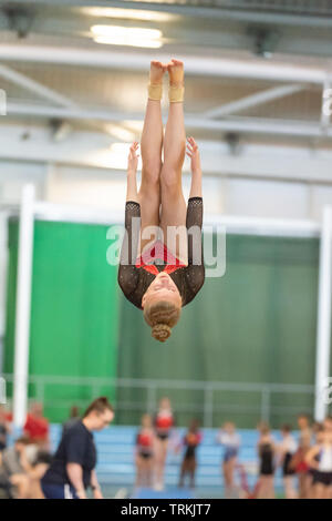 Sheffield, England, UK. 1 June 2019. Sophie Brown of Dynamite Gymnastics  Club in action during Spring Series 2 at the English Institute of Sport,  Sheffield, UK Stock Photo - Alamy