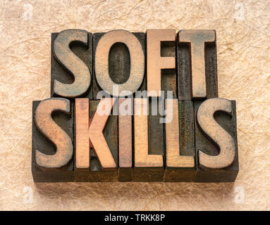 soft skills word abstract in vintage letterpress wood type Stock Photo