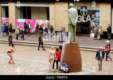 Glasgow, Scotland, UK 8th June, 2019. The Empowered Woman's Project with its founder and driver Mandy Rose Jones  took to the steps of the royal concert hall at the head of the city’s style mile to raise awareness of body shaming at the foot of the Donald Dewar statue #TEWP. Credit: Gerard Ferry/ Alamy Live News Stock Photo