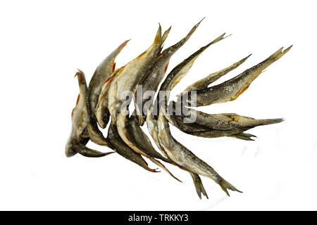 The photo of dry fish bunch isolated Stock Photo