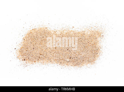 Real light brown grained Sand isolated on white as Background or Texture Stock Photo