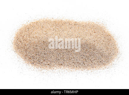 Real light brown grained Sand isolated on white as Background or Texture Stock Photo
