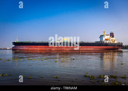 Huge cargo Ship in the sea crossing kochi cost at kerala india. Stock Photo