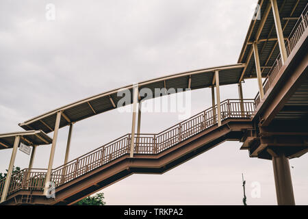 empty footbridge, overpass, pedestrian bridge Stock Photo