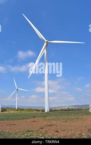 Wind energy fans in the province of Teruel Spain Stock Photo - Alamy