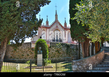 Nice, France - June 19, 2014: old olive trees in the garden of the Arena of Cimiez Stock Photo