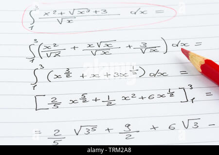 Handwritten Mathematical Functions. Concept of Education Stock Photo