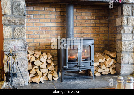 Tradional Metal Wood Burning Stove Stock Photo