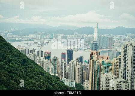 View of Hong Kong Island from Victoria Peak Stock Photo