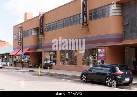 Bisbee, AZ/USA-03-13-2019:  Art Deco style Book Store and Restaurant in Bisbee, AZ. Stock Photo