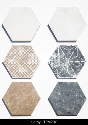 Various ceramic tiles on white background Stock Photo