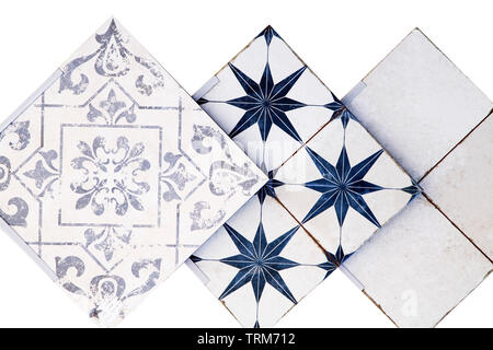 Various ceramic tiles on white background Stock Photo
