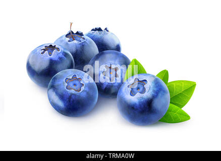 Isolated berries. Pile of blueberries isolated on white background with clipping path Stock Photo