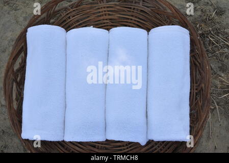 clean soft cotton terry towel Stock Photo