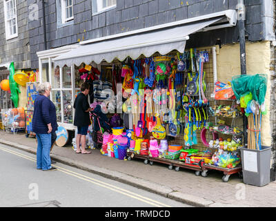 A colourful display of seaside games and toys outside a gift shop. Stock Photo