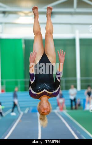 Sheffield, England, UK. 2 June 2019. Ashley Preston of Andover Gymnastics Club in action during Spring Series 2 at the English Institute of Sport, Sheffield, UK. Stock Photo