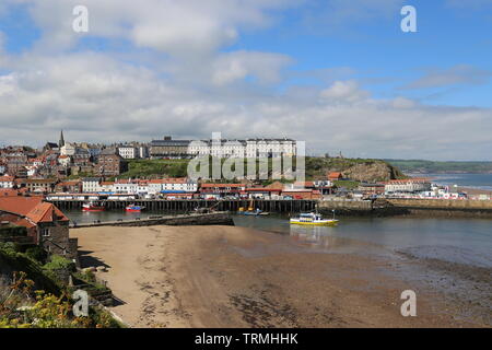 View across River Usk from Henrietta Street, Whitby, Borough of Scarborough, North Yorkshire, England, Great Britain, United Kingdom, UK, Europe Stock Photo