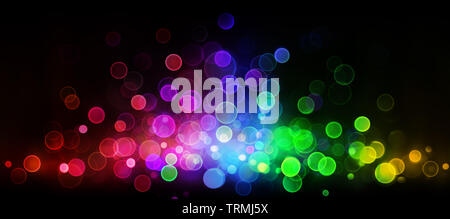 Retro Abstract Bokeh Colorful Lights On Black In Wave Stock Photo