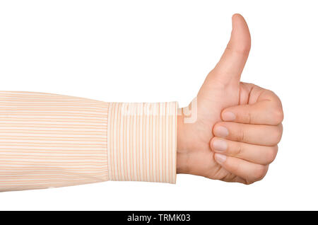 Hand with thumb up isolated on white background Stock Photo