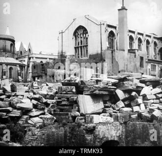 Bomb damage, Temple Church, London, June 1945 Stock Photo