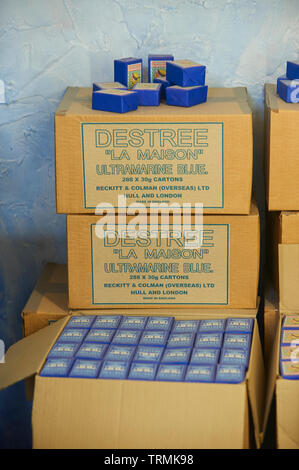 Dolly Blue or Ultramarine blue or Prussian blue, used for whitening washing during the 19th and 20th century Stock Photo