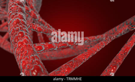 DNA vector, red line, red background Stock Photo
