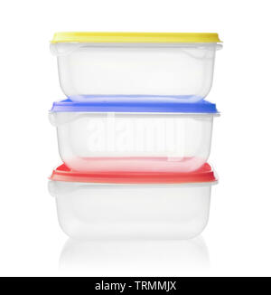 Plastic containers isolated on white background Stock Photo