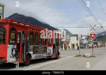 Street Car, Skagway, Alaska, Southeast Alaska, USA Stock Photo