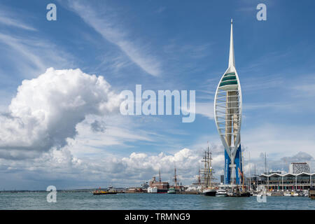 The Spinnaker Tower and Gunwharf Quays in Portsmouth, UK Stock Photo