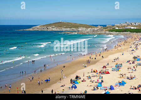 summertime fistral beach, newquay, cornwall, england. Stock Photo