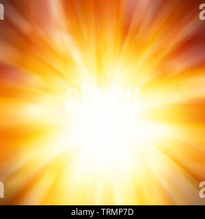 Bright sun rays yellow and orange background Stock Photo