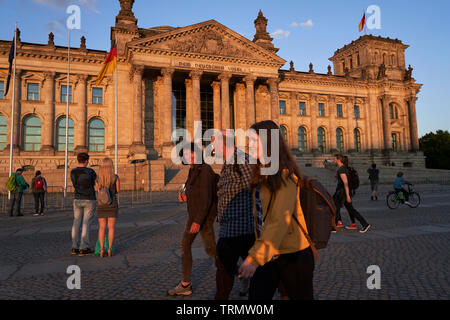 Facade of the Reichstag, a building designed by architect Paul Wallot. Stock Photo