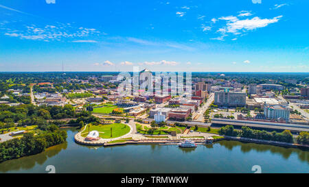 Montgomery Alabama Riverfront Park Skyline Aerial. Stock Photo