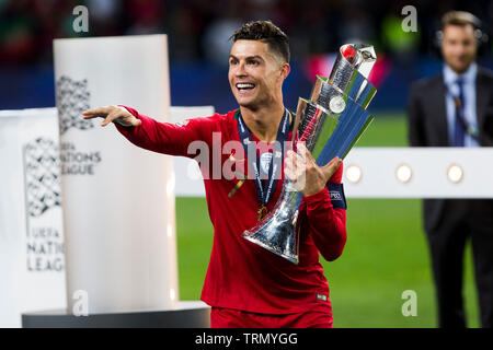 Ronaldo of POR celebrates the victory with the trophy Stock Photo