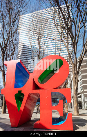 Asia, Japan, Tokyo, Shinjuku, Love objet sculpture by American artist Robert Indiana Stock Photo