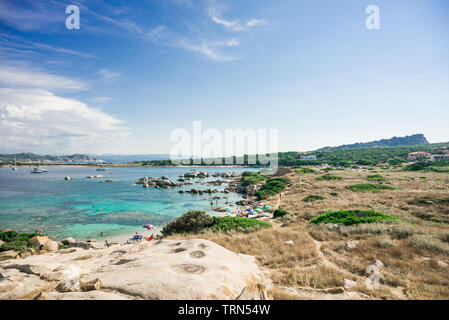 Zia Culumba Beach. Sardinia. Capo Testa. Italy. Top View to Sea. Stock Photo