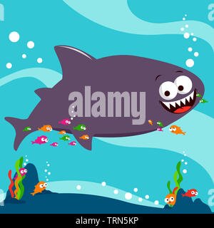 Illustration of a shark swimming underwater. Stock Photo