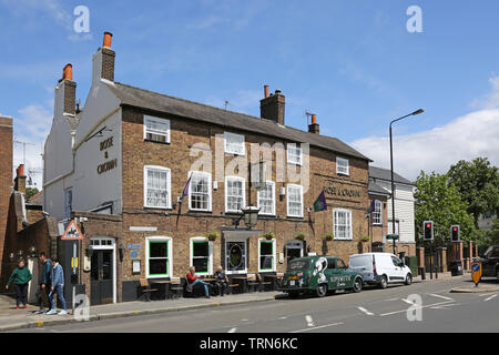 Wimbledon Village, London, UK. The Rose and Crown Pub in Wimbledon Hill Road, close to Wimbledon Common. Affluent area of southwest London. Stock Photo