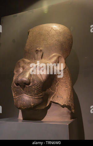 Editorial: LUXOR, EGYPT, October 16, 2018 - Statue of the head of Sekhmet in the Luxor museum Stock Photo